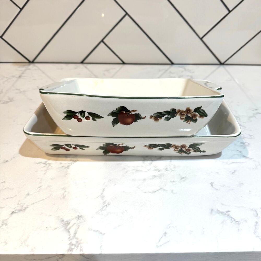 Vintage Citation The Cades Cove Collection stoneware bakeware apple blossom 90s